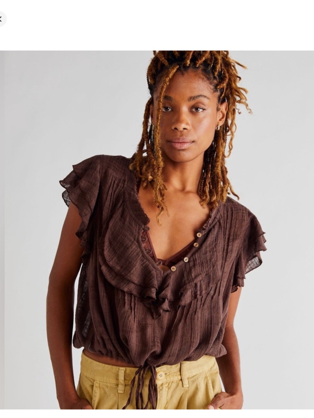 Free people Naya chocolate brown top